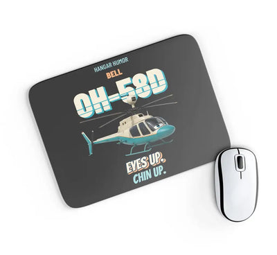 Bell OH-58D Kiowa Warrior - Eyes up. Chin up. design on black rectangle mouse pad