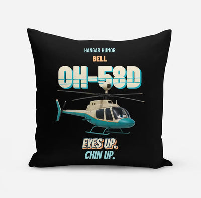 Bell OH-58D Kiowa Warrior - Eyes up. Chin up. design on black pillow