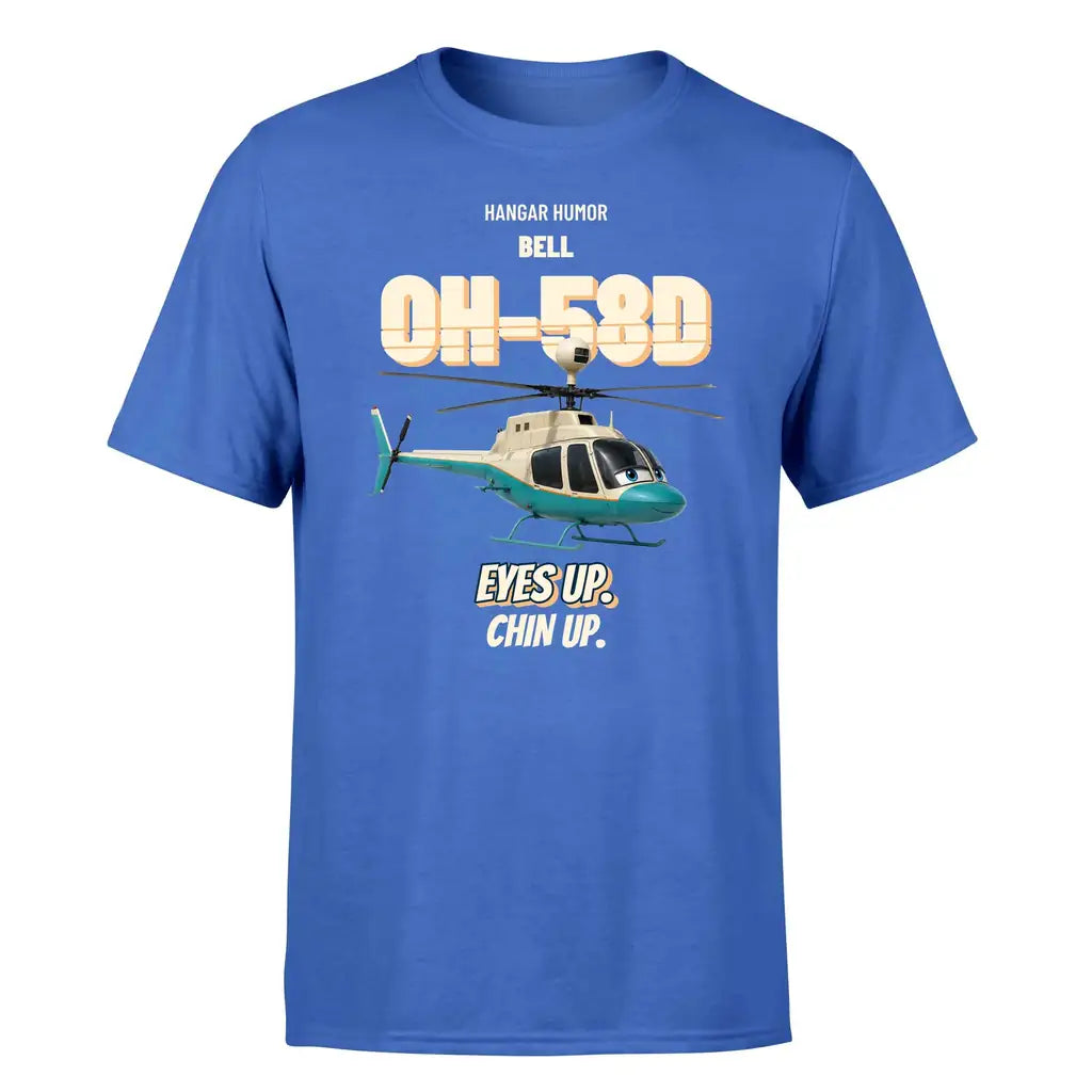 Bell OH-58D Kiowa Warrior - Eyes up. Chin up. - Premium T-Shirt design on blue premium t shirt