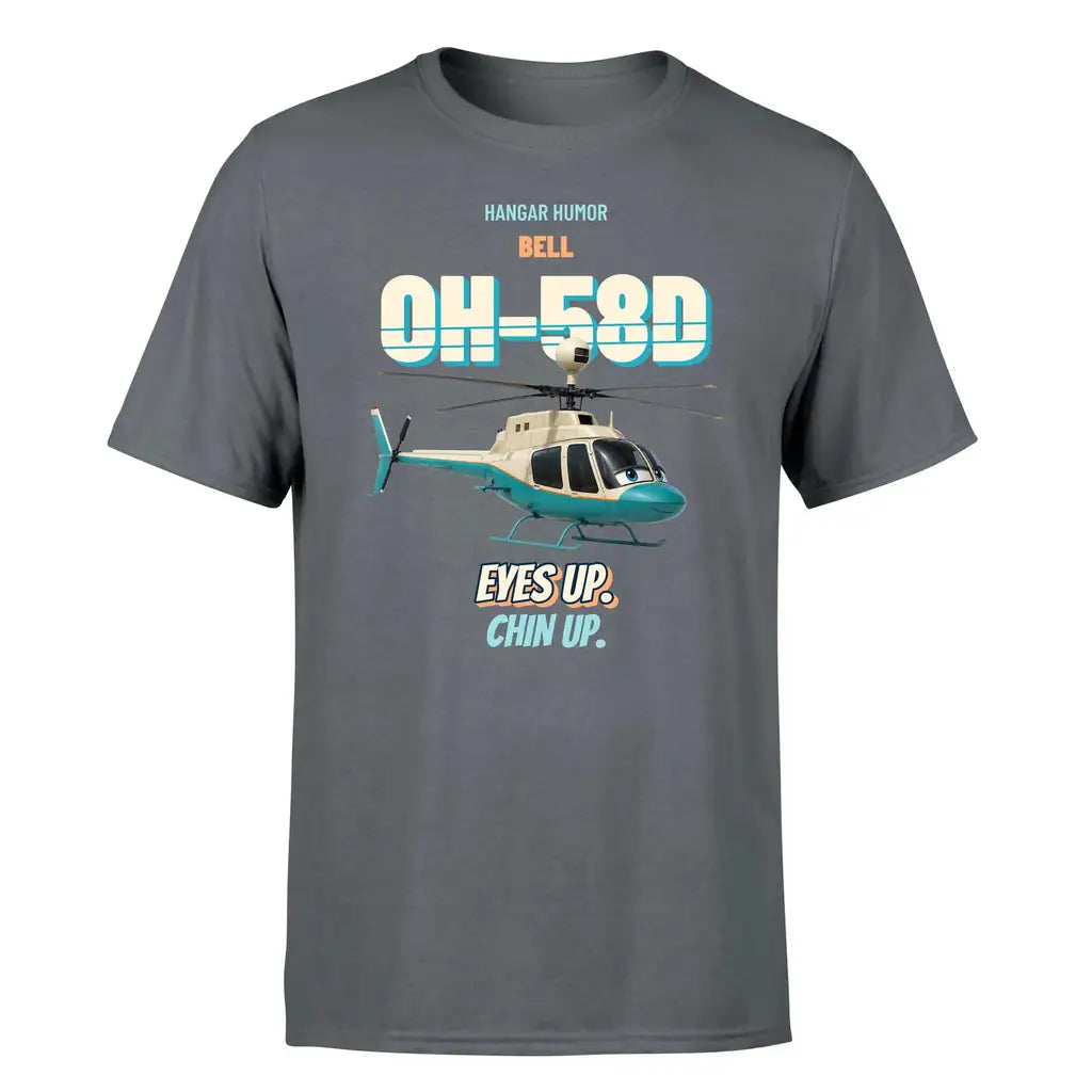Bell OH-58D Kiowa Warrior - Eyes up. Chin up. - Premium T-Shirt design on gray premium t shirt