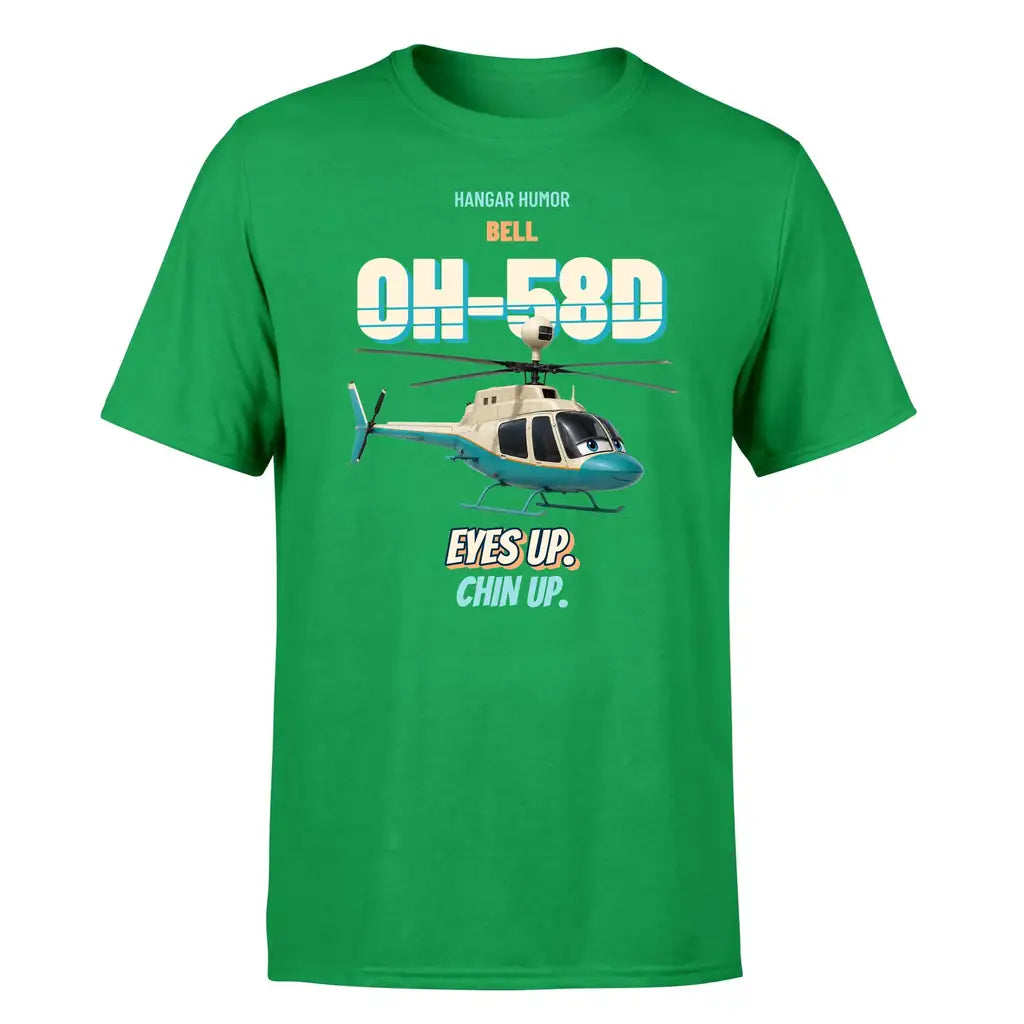 Bell OH-58D Kiowa Warrior - Eyes up. Chin up. - Premium T-Shirt design on green premium t shirt
