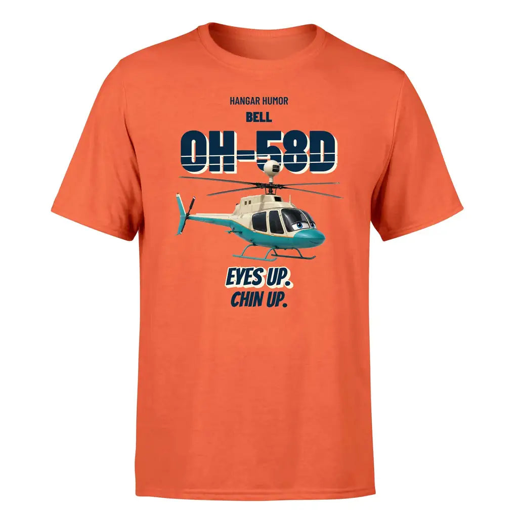 Bell OH-58D Kiowa Warrior - Eyes up. Chin up. - Premium T-Shirt design on orange premium t shirt