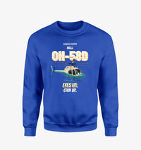 Thumbnail for Bell OH-58D Kiowa Warrior - Eyes up. Chin up. design on blue sweatshirt
