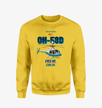 Thumbnail for Bell OH-58D Kiowa Warrior - Eyes up. Chin up. design on yellow sweatshirt