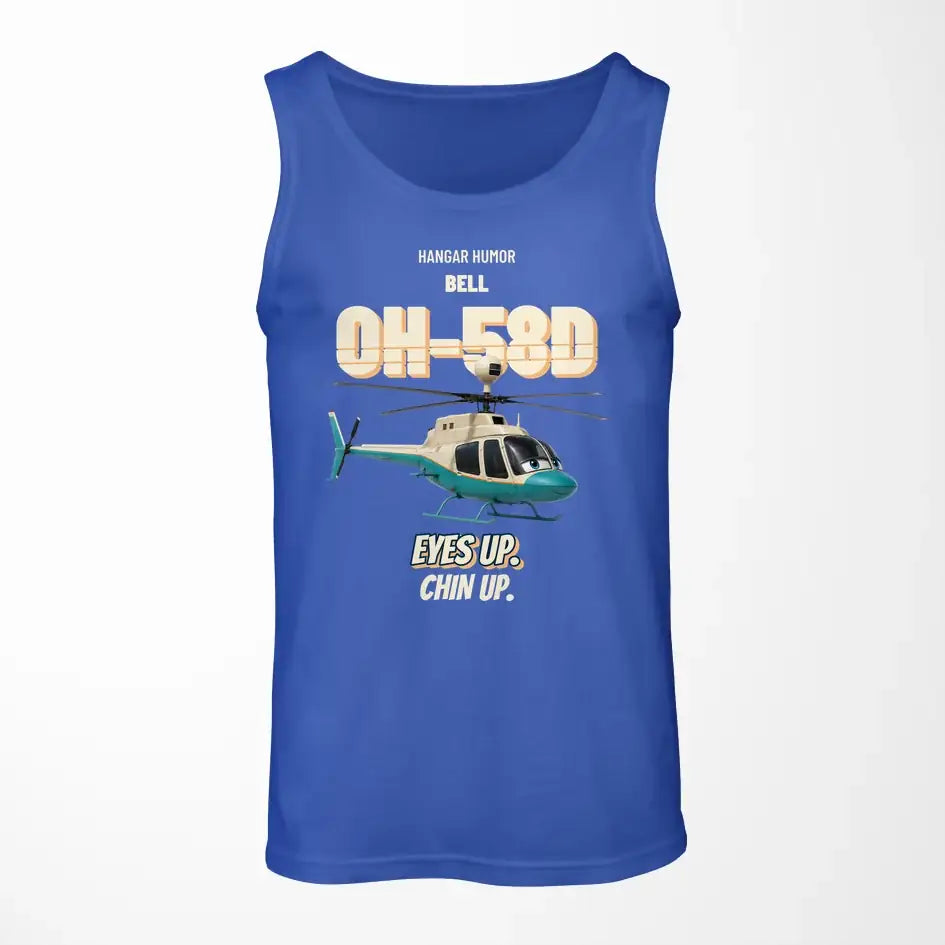 Bell OH-58D Kiowa Warrior - Eyes up. Chin up. design on blue tank top