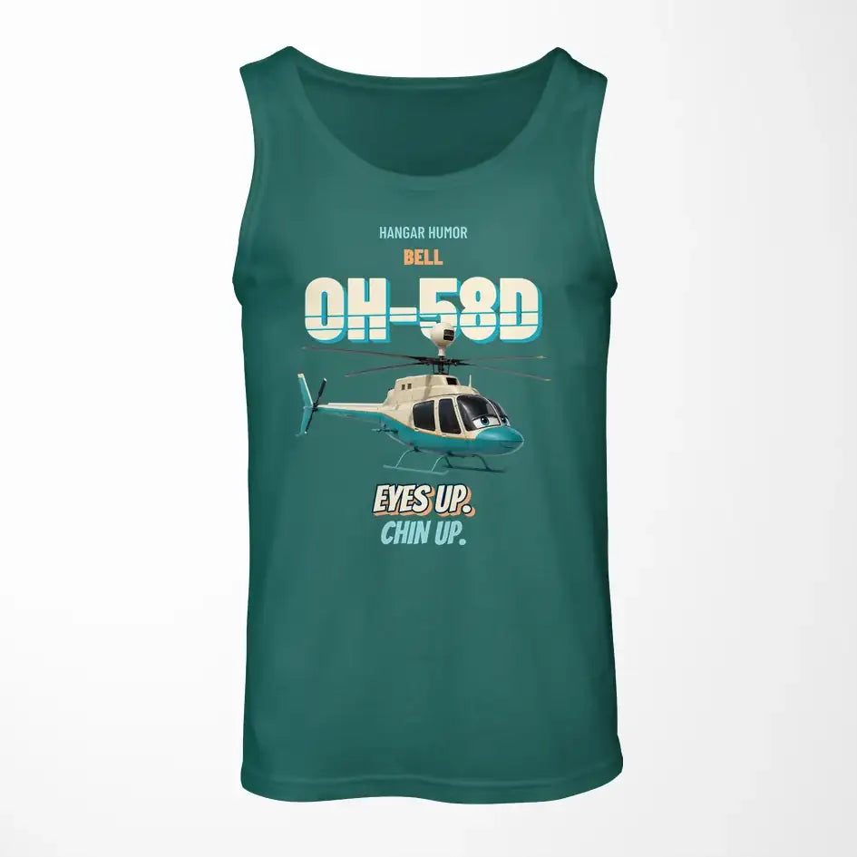 Bell OH-58D Kiowa Warrior - Eyes up. Chin up. design on green tank top