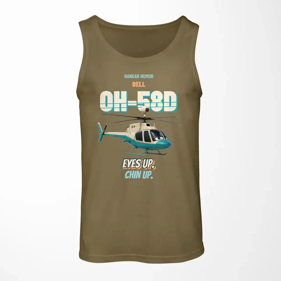 Bell OH-58D Kiowa Warrior - Eyes up. Chin up. design on green army tank top