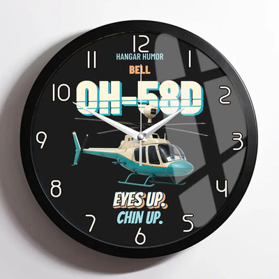 Bell OH-58D Kiowa Warrior - Eyes up. Chin up. design on black framed wall clock