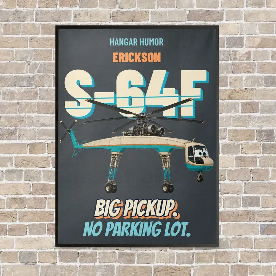 Erickson S-64F Air Crane - Big pickup. No parking lot. vertical canvas print - framed - gray background