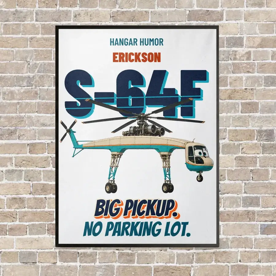 Erickson S-64F Air Crane - Big pickup. No parking lot. vertical canvas print - framed - white background