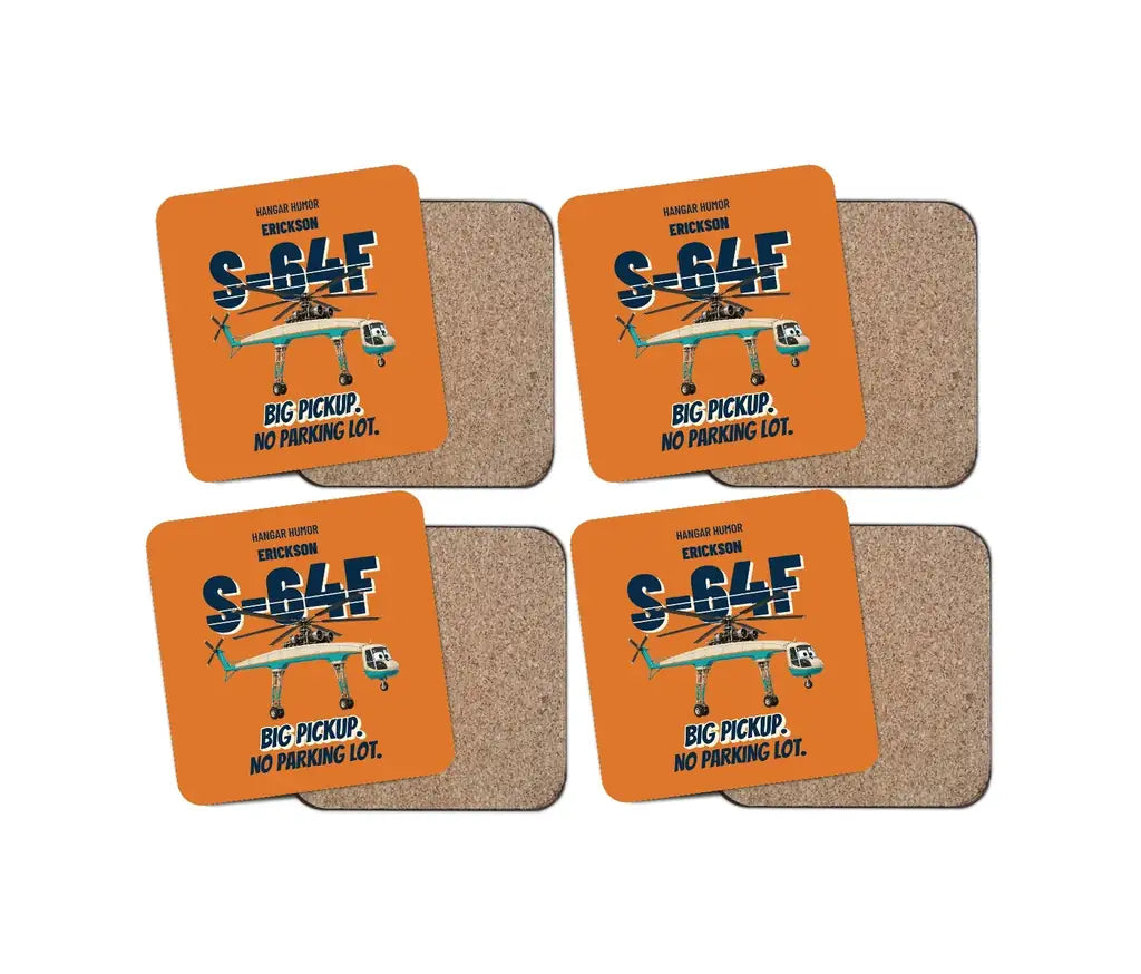 Erickson S-64F Air Crane - Big pickup. No parking lot. design on orange 4 pieces set coaster