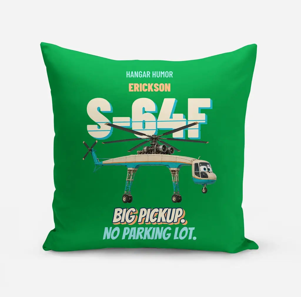Erickson S-64F Air Crane - Big pickup. No parking lot. design on green pillow