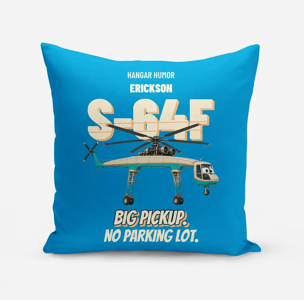 Erickson S-64F Air Crane - Big pickup. No parking lot. design on turquoise pillow