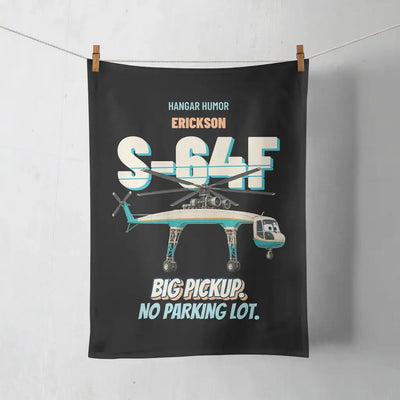 Erickson S-64F Air Crane - Big pickup. No parking lot. design on black towel