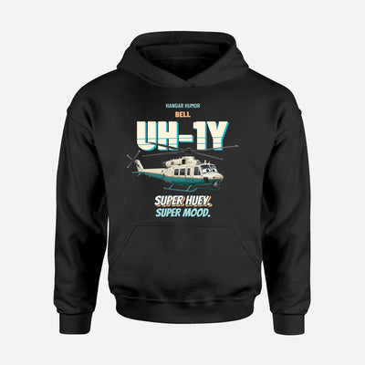 Bell UH-1Y Venom - Super huey. Super mood. design on black hoodie single side
