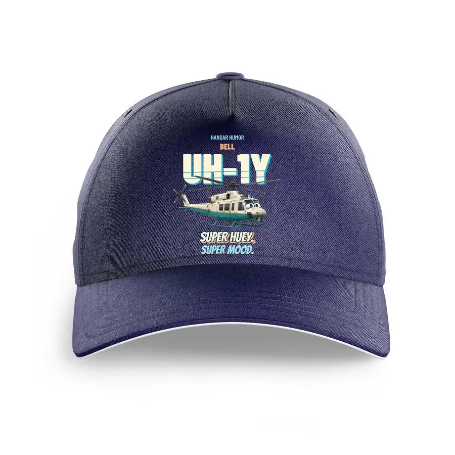 Bell UH-1Y Venom - Super huey. Super mood. design on dark blue printed hat