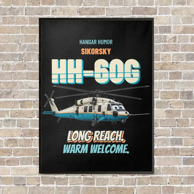 Sikorsky HH-60G Pave Hawk - Long reach. Warm welcome. vertical canvas print - framed - black background
