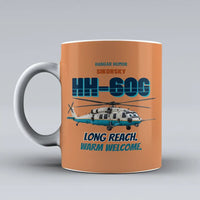 Thumbnail for Sikorsky HH-60G Pave Hawk - Long reach. Warm welcome. design on orange ceramic mug