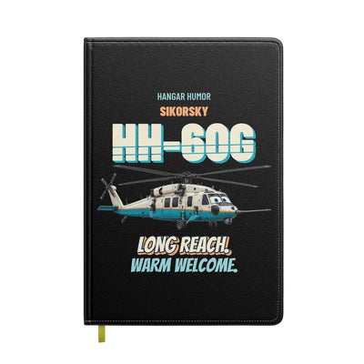Sikorsky HH-60G Pave Hawk - Long reach. Warm welcome. design on black notebook