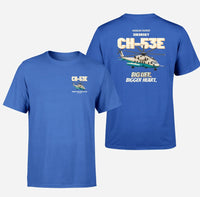 Thumbnail for Sikorsky CH-53E Super Stallion - Big lift. Bigger heart. - Double-Side T-Shirt design on blue double side t shirt
