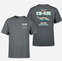 Thumbnail for Sikorsky CH-53E Super Stallion - Big lift. Bigger heart. - Double-Side T-Shirt design on gray double side t shirt