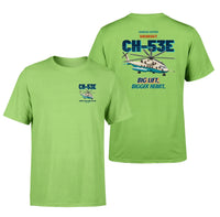Thumbnail for Sikorsky CH-53E Super Stallion - Big lift. Bigger heart. - Double-Side T-Shirt design on lightgreen double side t shirt