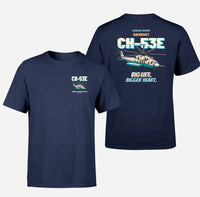 Thumbnail for Sikorsky CH-53E Super Stallion - Big lift. Bigger heart. - Double-Side T-Shirt design on navyblue double side t shirt