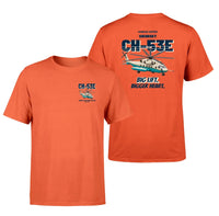 Thumbnail for Sikorsky CH-53E Super Stallion - Big lift. Bigger heart. - Double-Side T-Shirt design on orange double side t shirt