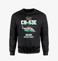 Thumbnail for Sikorsky CH-53E Super Stallion - Big lift. Bigger heart. design on black sweatshirt