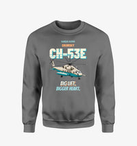 Thumbnail for Sikorsky CH-53E Super Stallion - Big lift. Bigger heart. design on gray sweatshirt