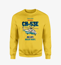 Thumbnail for Sikorsky CH-53E Super Stallion - Big lift. Bigger heart. design on yellow sweatshirt