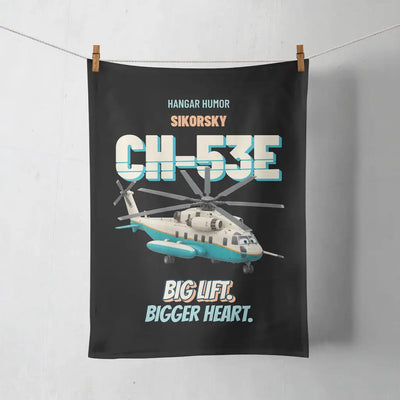 Sikorsky CH-53E Super Stallion - Big lift. Bigger heart. design on black towel