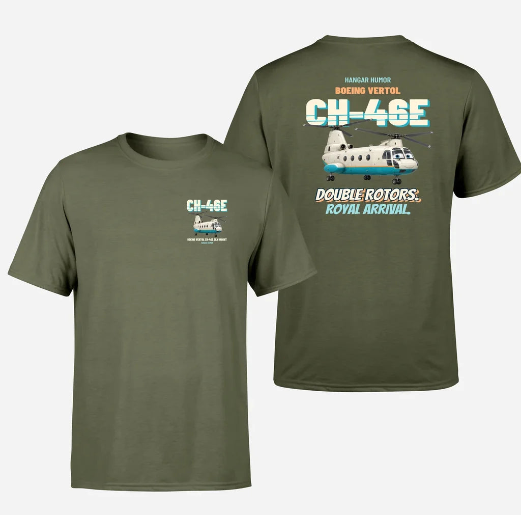 Boeing Vertol CH-46E Sea Knight - Double rotors. Royal arrival. - Double-Side T-Shirt design on greenarmy double side t shirt