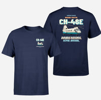 Thumbnail for Boeing Vertol CH-46E Sea Knight - Double rotors. Royal arrival. - Double-Side T-Shirt design on navyblue double side t shirt