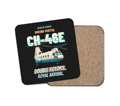 Boeing Vertol CH-46E Sea Knight - Double rotors. Royal arrival. design on black 1 piece coaster