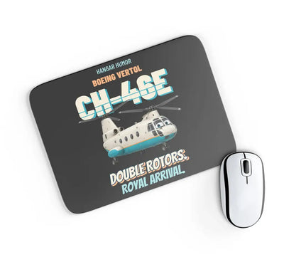 Boeing Vertol CH-46E Sea Knight - Double rotors. Royal arrival. design on black rectangle mouse pad