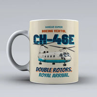 Thumbnail for Boeing Vertol CH-46E Sea Knight - Double rotors. Royal arrival. design on beige ceramic mug