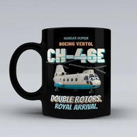 Thumbnail for Boeing Vertol CH-46E Sea Knight - Double rotors. Royal arrival. design on black ceramic mug
