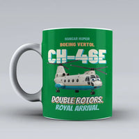 Thumbnail for Boeing Vertol CH-46E Sea Knight - Double rotors. Royal arrival. design on green ceramic mug