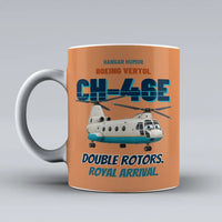 Thumbnail for Boeing Vertol CH-46E Sea Knight - Double rotors. Royal arrival. design on orange ceramic mug