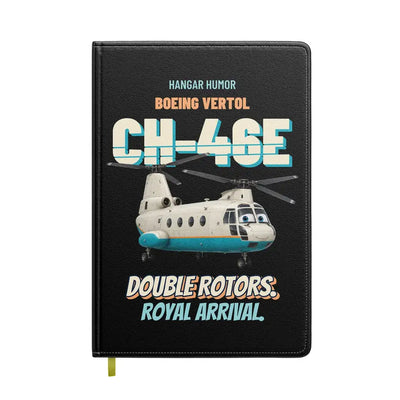 Boeing Vertol CH-46E Sea Knight - Double rotors. Royal arrival. design on black notebook