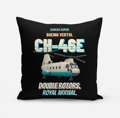 Boeing Vertol CH-46E Sea Knight - Double rotors. Royal arrival. design on black pillow
