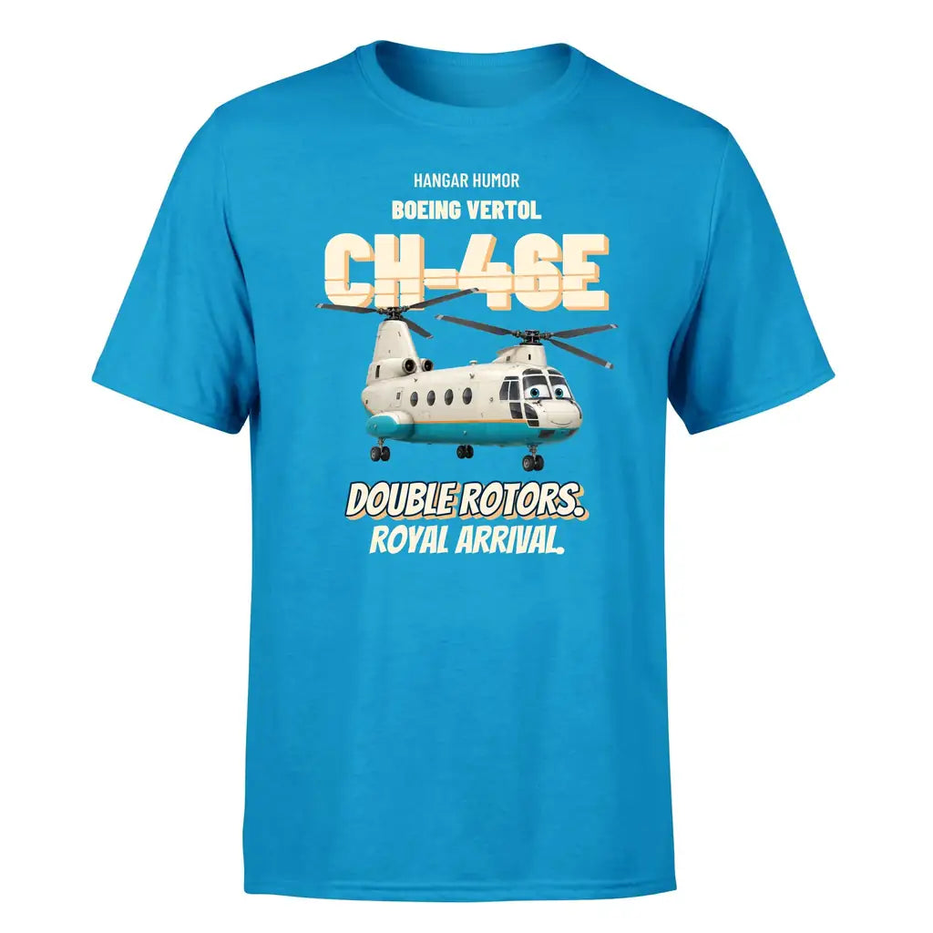 Boeing Vertol CH-46E Sea Knight - Double rotors. Royal arrival. - Premium T-Shirt design on turquoise premium t shirt
