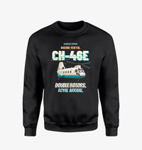 Thumbnail for Boeing Vertol CH-46E Sea Knight - Double rotors. Royal arrival. design on black sweatshirt