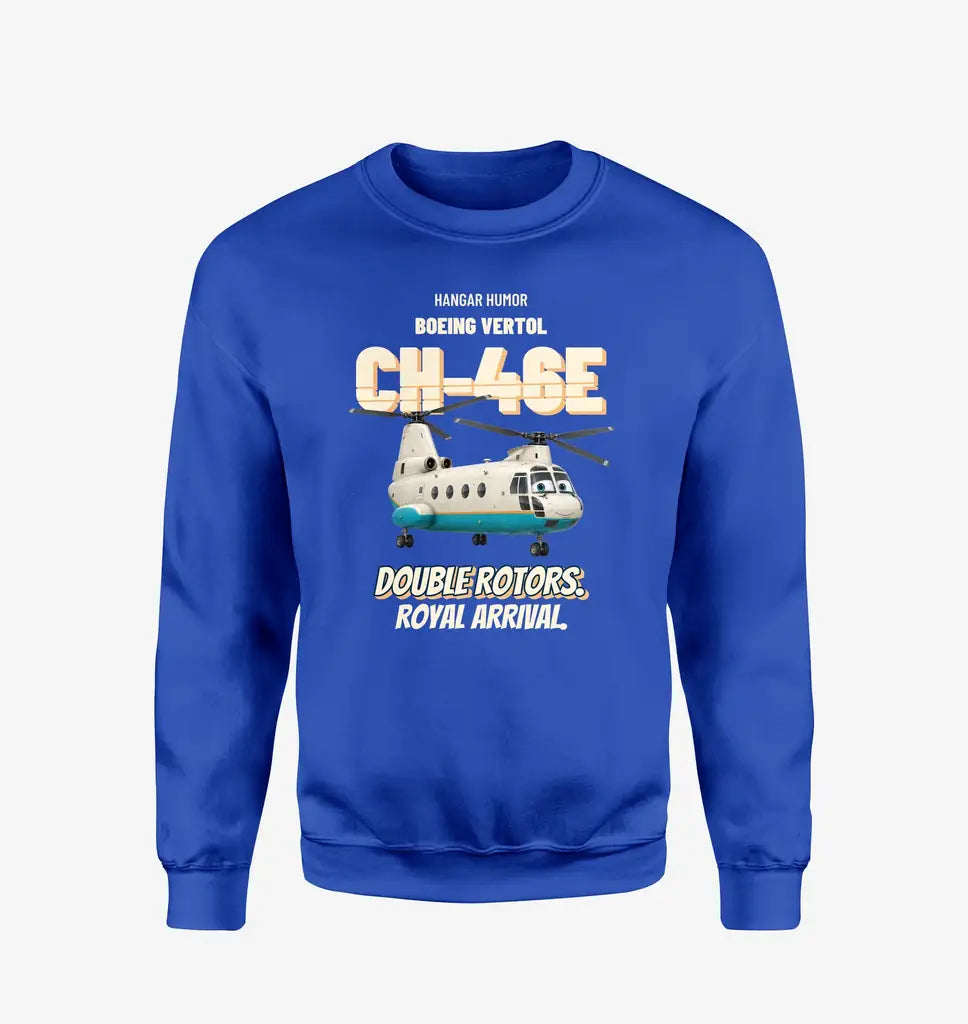 Boeing Vertol CH-46E Sea Knight - Double rotors. Royal arrival. design on blue sweatshirt