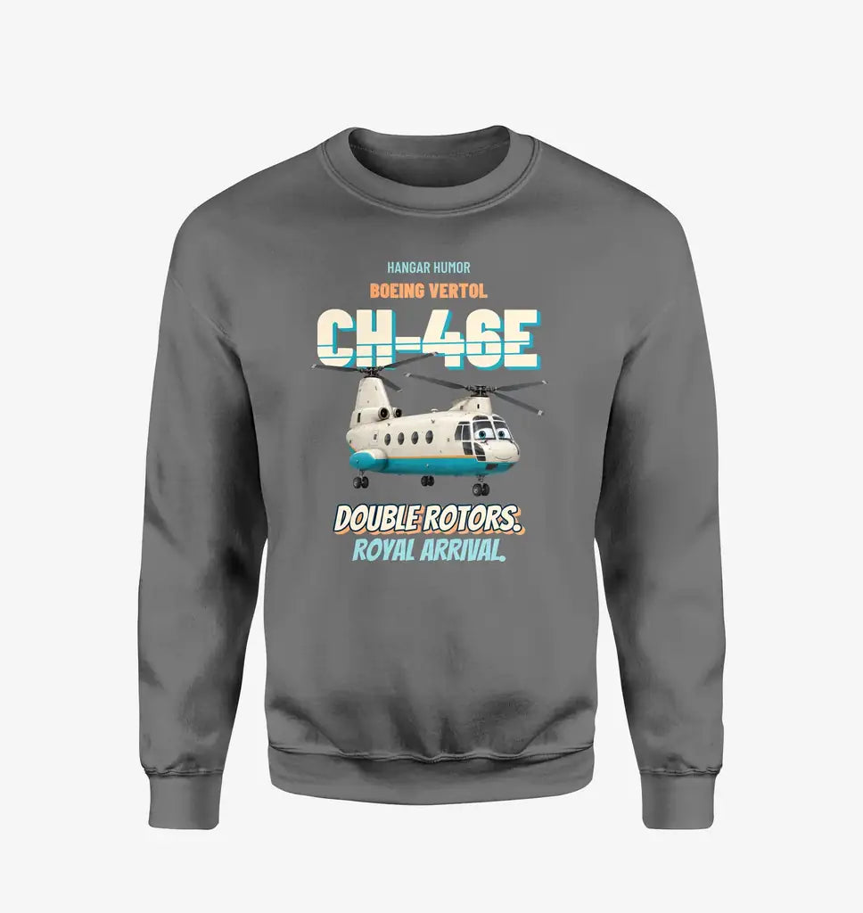 Boeing Vertol CH-46E Sea Knight - Double rotors. Royal arrival. design on gray sweatshirt