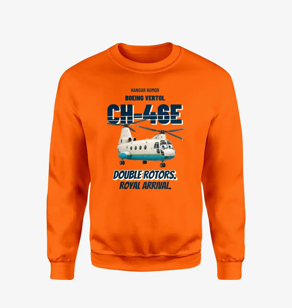 Boeing Vertol CH-46E Sea Knight - Double rotors. Royal arrival. design on orange sweatshirt