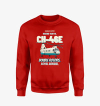 Thumbnail for Boeing Vertol CH-46E Sea Knight - Double rotors. Royal arrival. design on red sweatshirt
