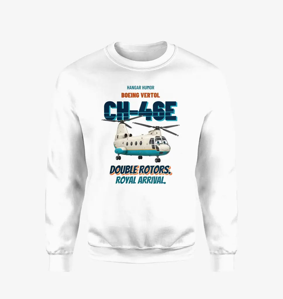 Boeing Vertol CH-46E Sea Knight - Double rotors. Royal arrival. design on white sweatshirt