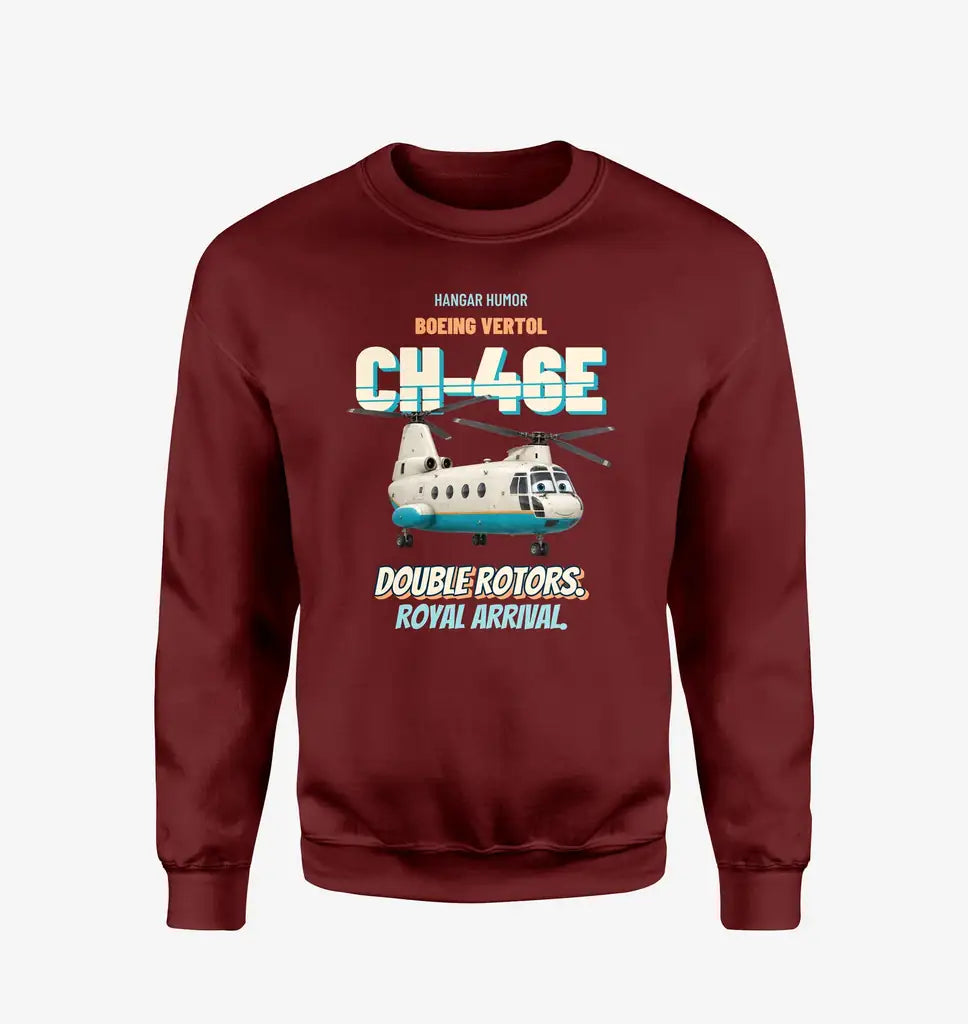 Boeing Vertol CH-46E Sea Knight - Double rotors. Royal arrival. design on wine red sweatshirt